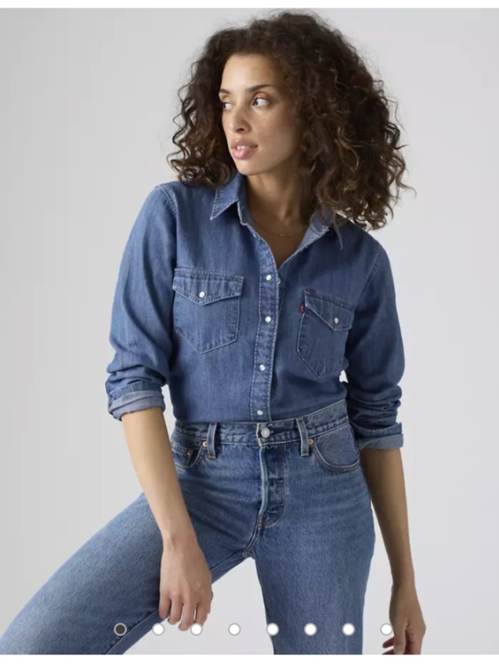 Levi's Iconic Western Denim Shirt, Sz L, EUC